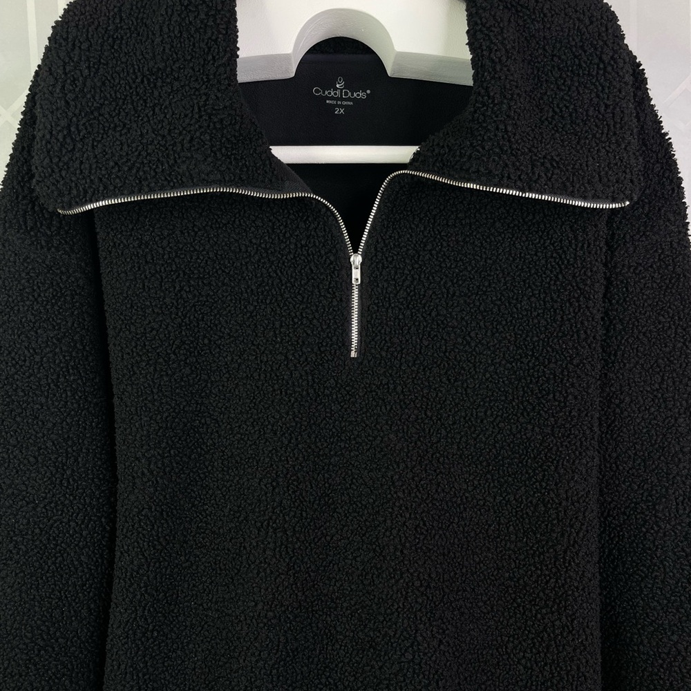 Cuddl Duds Sherpa Fleece Quarter Zip Pullover Sweatshirt 2X - Picture 3 of 12